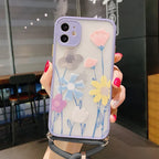Lavender Floral Lanyard iPhone Case - Viexta