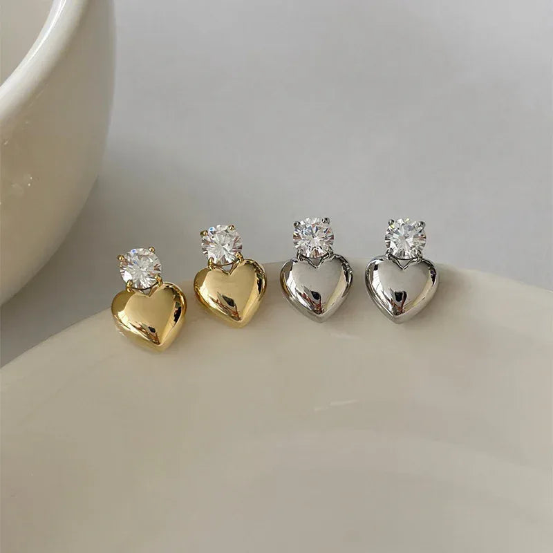 Rhinestone Love Women's Stud Earrings - Viexta