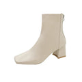 American Style Square Toe Back Zip Short Boots - Viexta