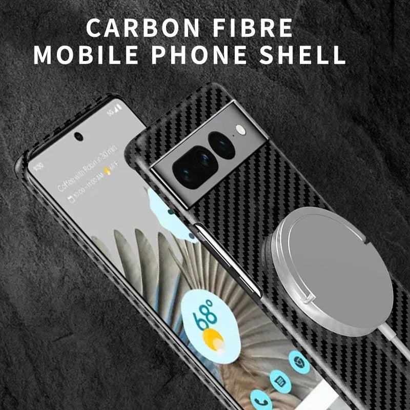 Wireless Charger PC Carbon Fiber Pattern Magnetic Pixel Case - Viexta