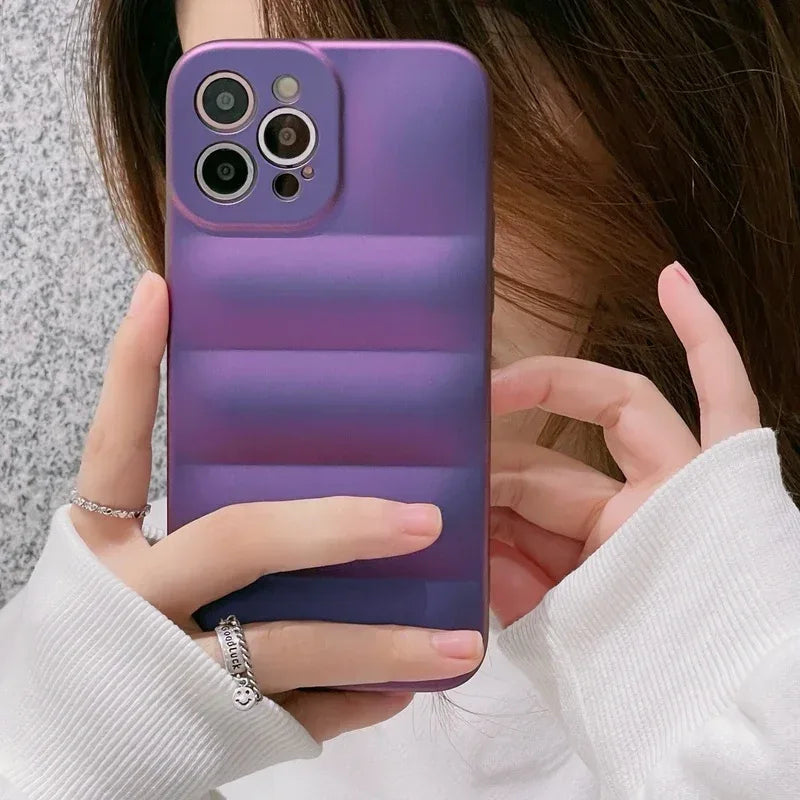 Solid Color Down Jacket Soft Cloth iPhone Case - Viexta
