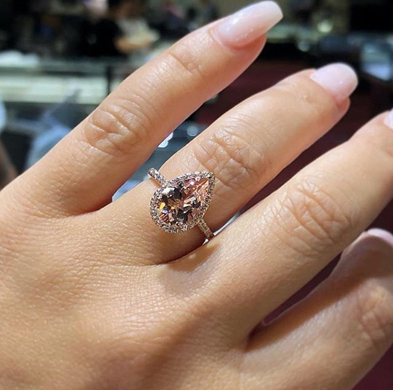 18K Rose Gold Plated Pink Crystal Ring