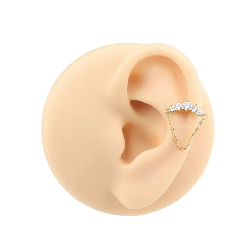 Zirconium Single Chain Earring - Viexta