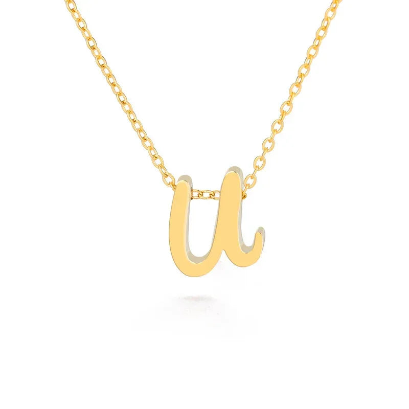 Small Letter Hollow Stainless Necklace - Viexta
