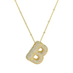brass-zircon-bubble-letter-pendant-necklace - Viexta