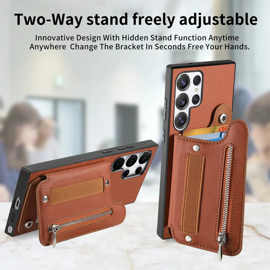 Wristband Wallet Card Holder Leather Samsung Case - Viexta