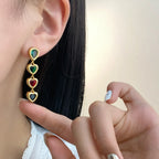 Exquisite Heart Pendant Tassel Ear Clips Luxury Earrings - Viexta