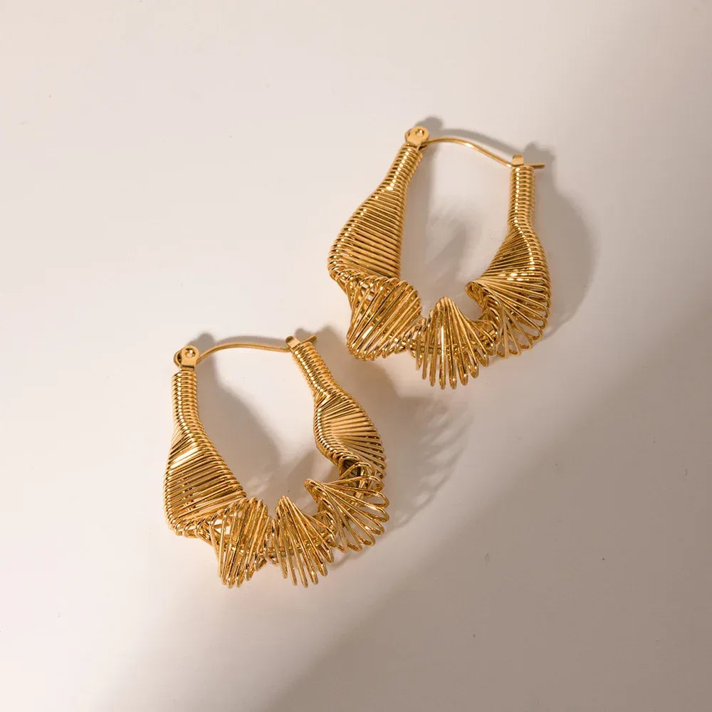 Stainless Steel Pleated Earrings - Viexta