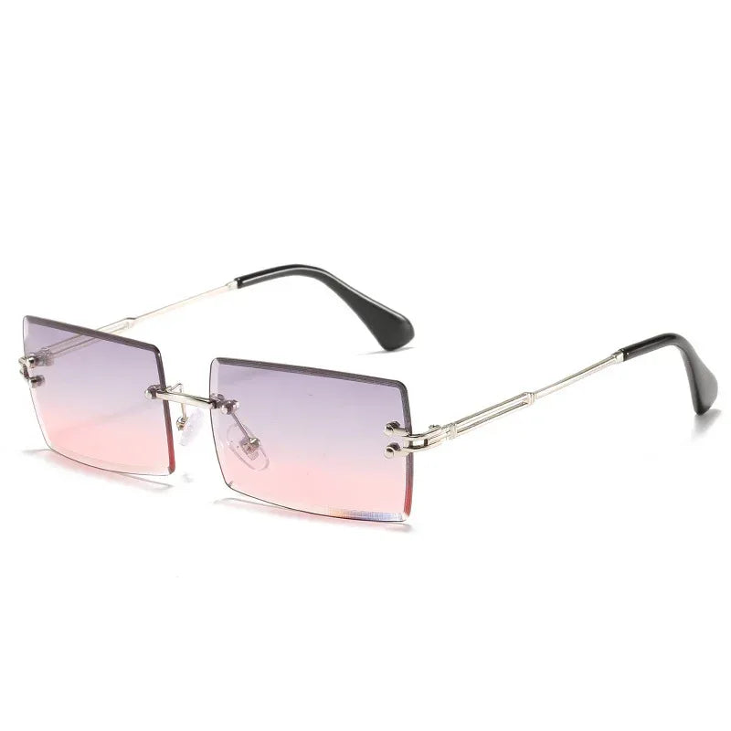 Rimless sunglasses women square - Viexta