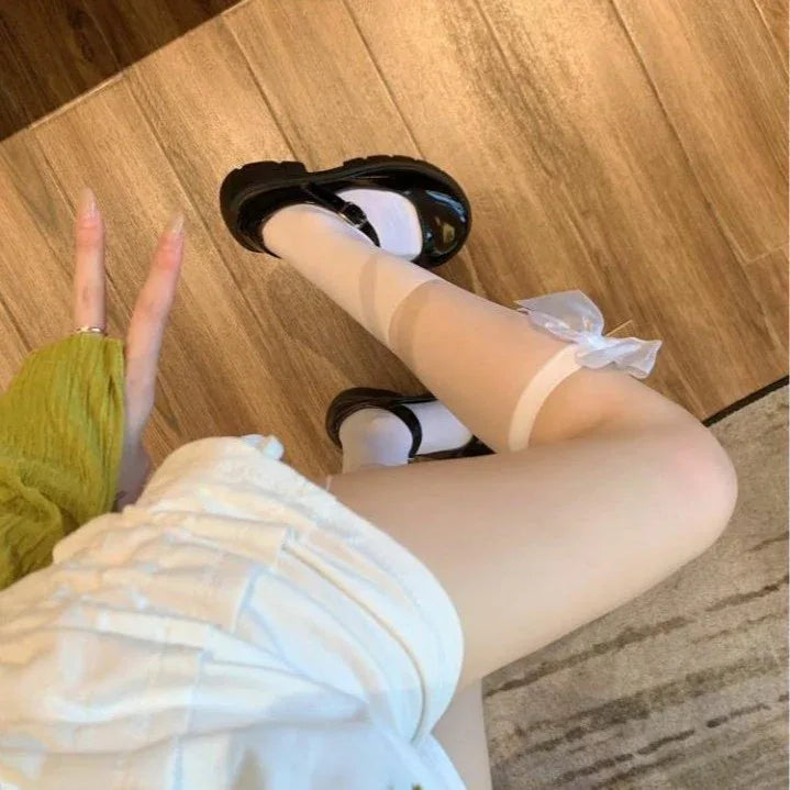 Summer Thin Long Silk Stockings With A Bow