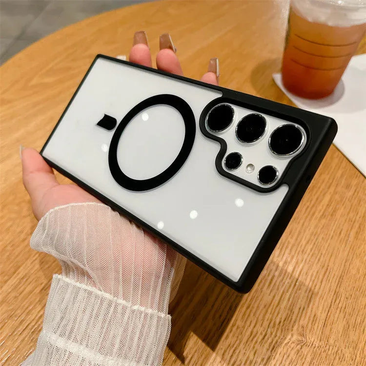 Acrylic Magnetic Suction Macaron Silicone Samsung case - Viexta