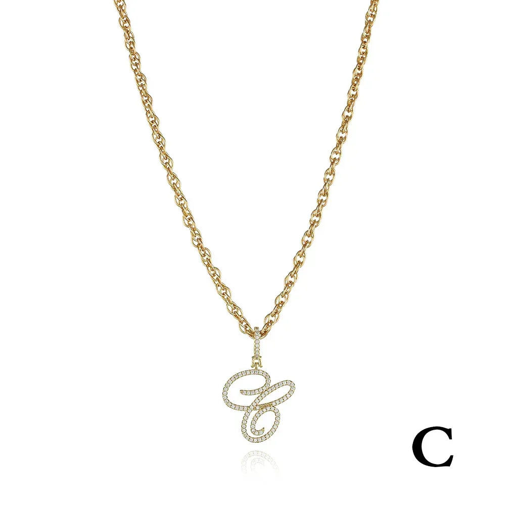26 Letter Zircon 18k Gold Necklace - Viexta