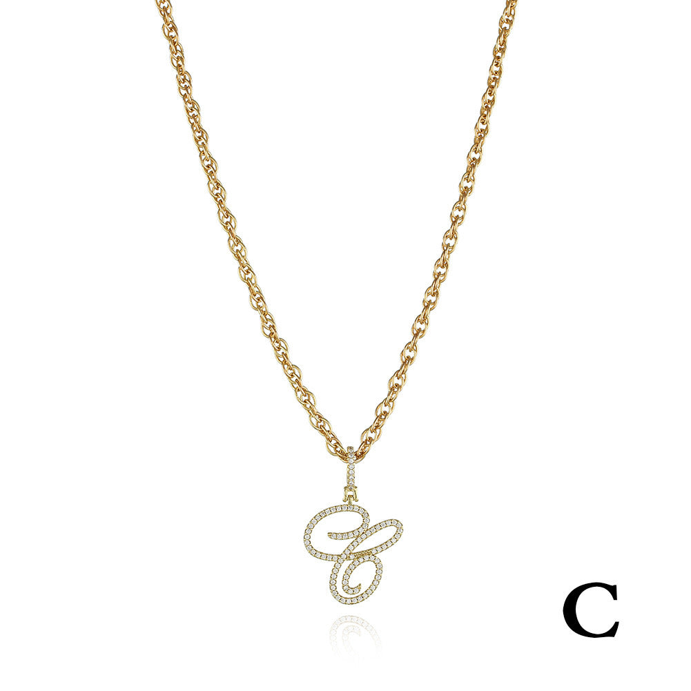26 Letter Zircon 18k Gold Necklace