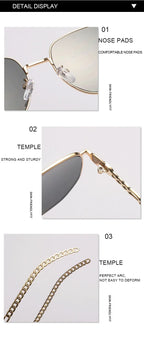Oval Frame Metal Chain Sunglasses - Viexta