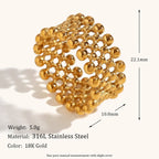 stainless-steel-small-beads-mesh-cross-arrangement-ring - Viexta