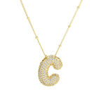 brass-zircon-bubble-letter-pendant-necklace - Viexta