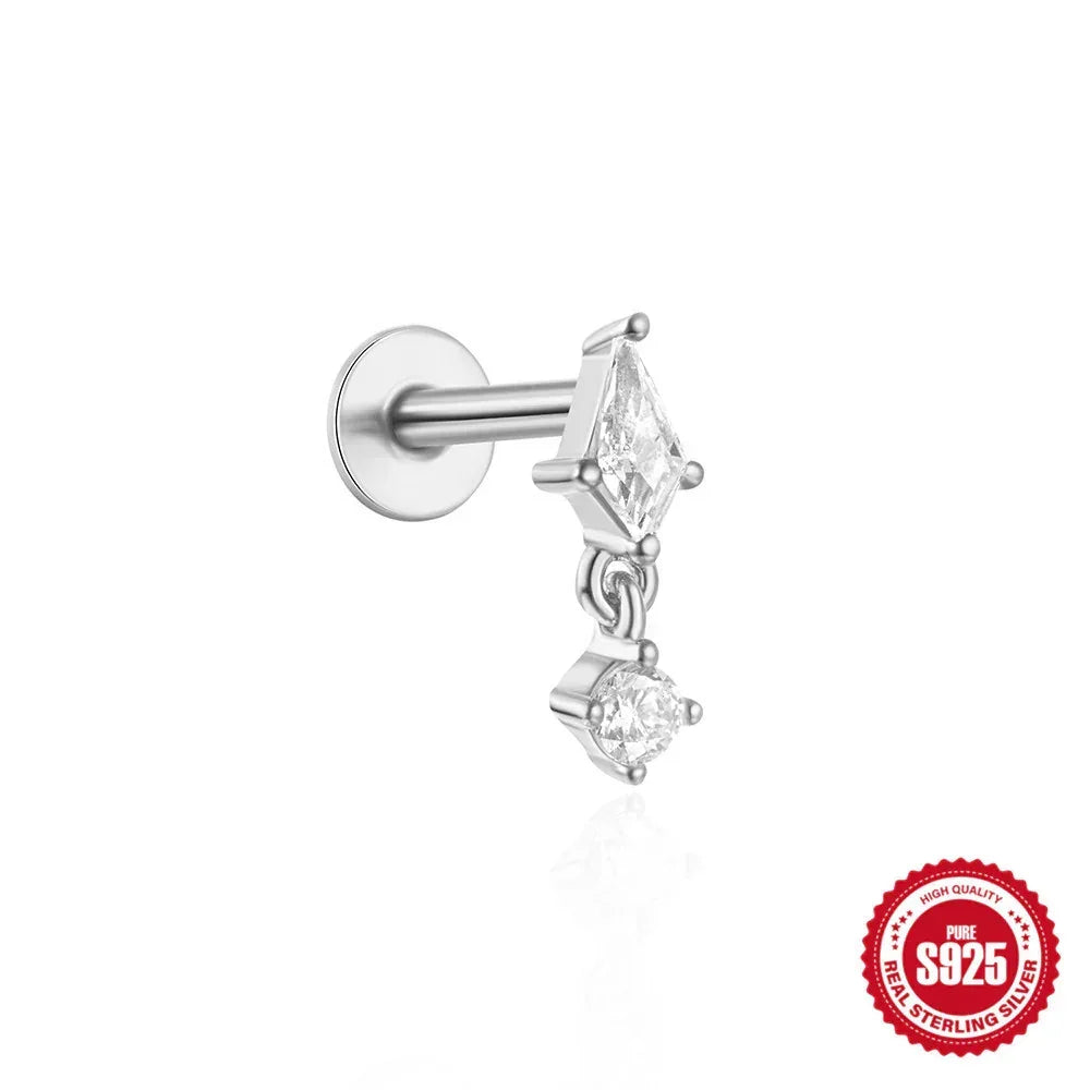 S925 Sterling Silver Moon Piercings - Viexta