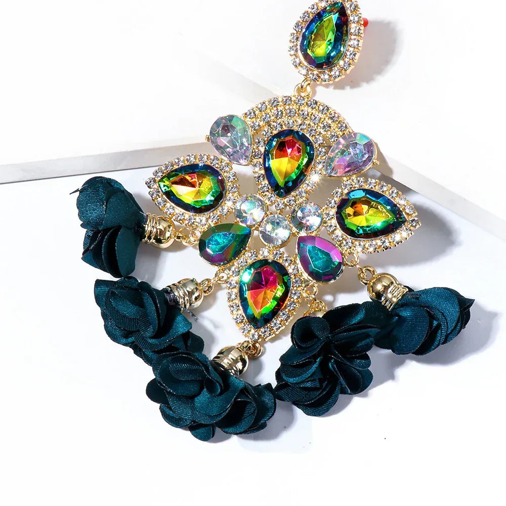 Bohemia Color Diamond Flower Earrings - Viexta