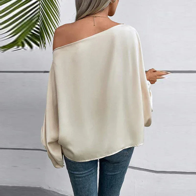 Diagonal Collar Asymmetric Pullover - Viexta