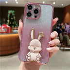 Plating Gradient Three-dimensional Rabbit iPhone Case - Viexta
