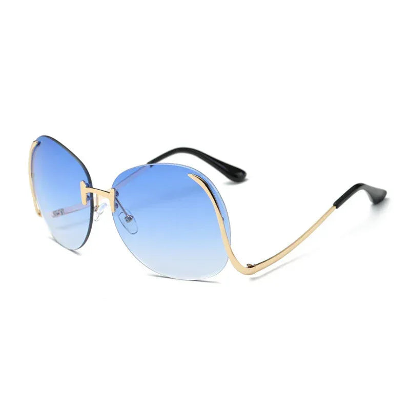 Frameless Curved-leg Sunglasses Decorative Glasses - Viexta