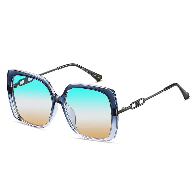 Large Framed Metal Polarized Sunglasses - Viexta