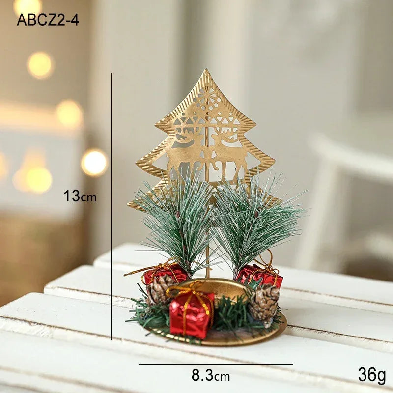 christmas-candlestick-golden-wrought-iron-window-decoration - Viexta