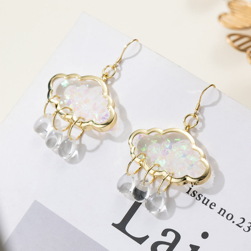 Colorful Clouds Raindrops Earrings