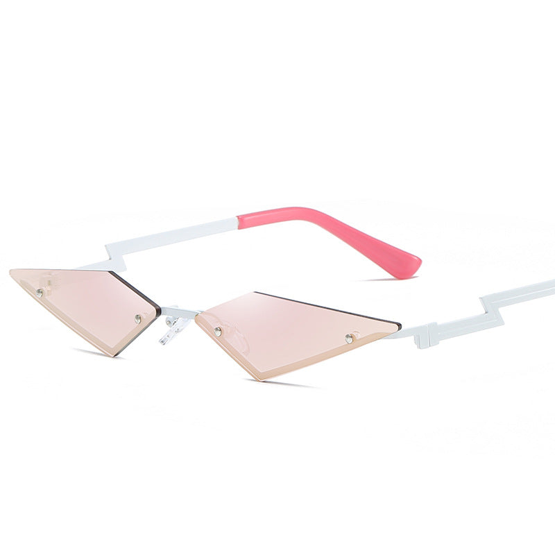 New Fashion Frameless Sunglasses Female Fashion Personality Color Film Street Shooting Sunglasses Metal Sunglasses