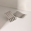 Simple and personalized high-end gold stainless steel striped earrings and earrings