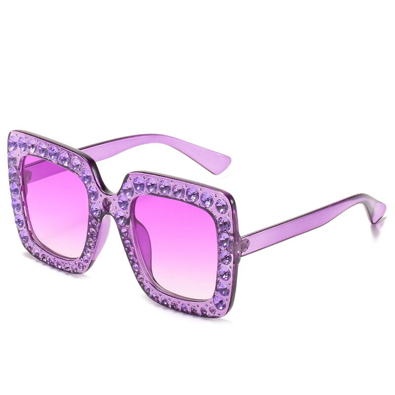 Vintage Oversized Square Colorful Diamond Sunglasses