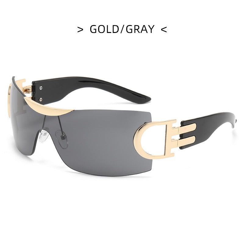 New Luxury Sunglasses High Level One Piece Frameless Women's Sunglasses Fashion Large Frame Sunglasses