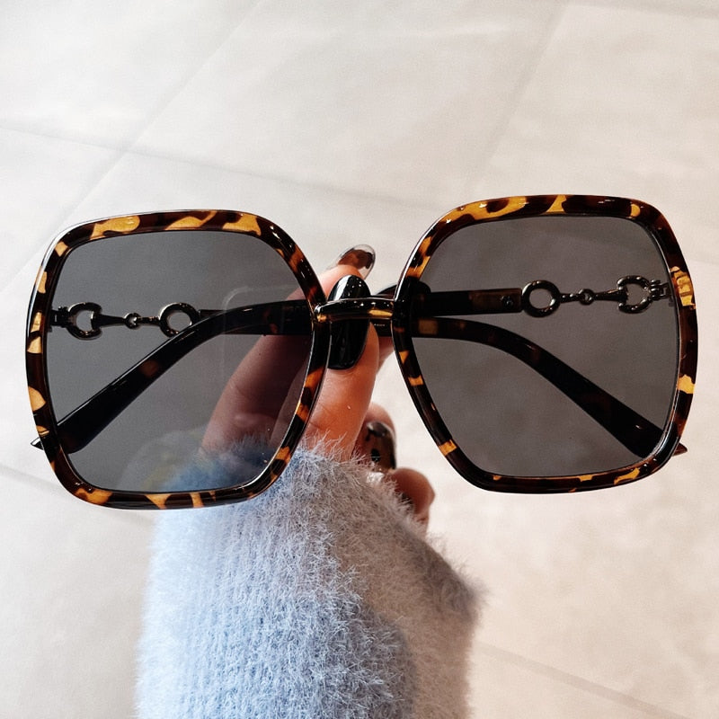 Irregular Polygon Square Sunglasses For Women Fashion Brand Oversized Leopard Beige Gradient Sun Glasses Female Elegant Shades