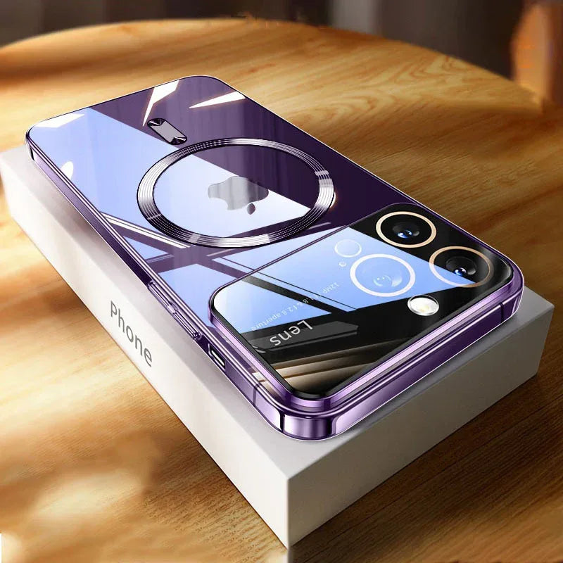 Shiny Plating Large Window Silicone iPhone Cover - Viexta