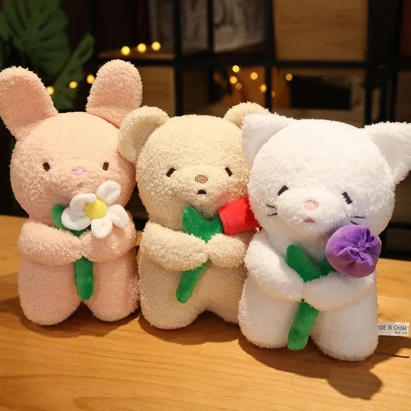 Rose Animal Cute Cat Bear Plush Doll - Viexta