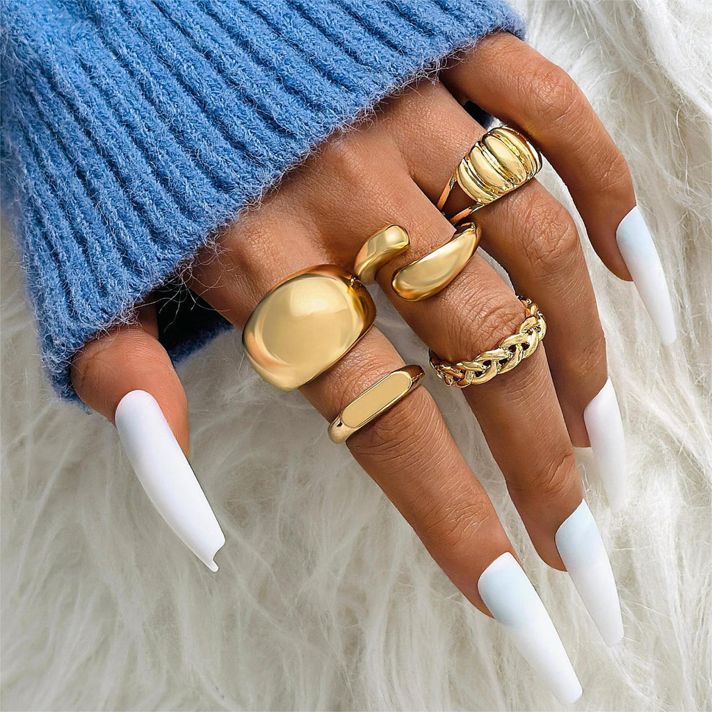 set-wave-bracelet-niche-cross-winding-glossy-ring - Viexta