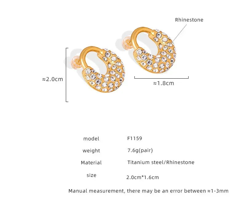 Titanium Steel Rhinestone Earrings - Viexta