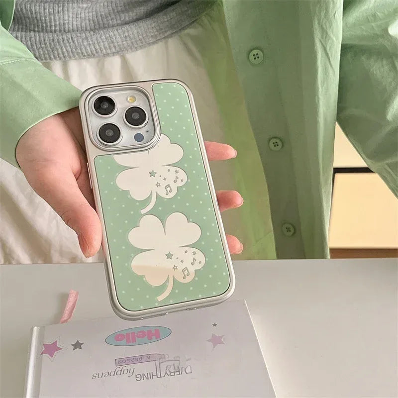 Korean Summer Lucky Four-leaf Clover iPhone Case - Viexta
