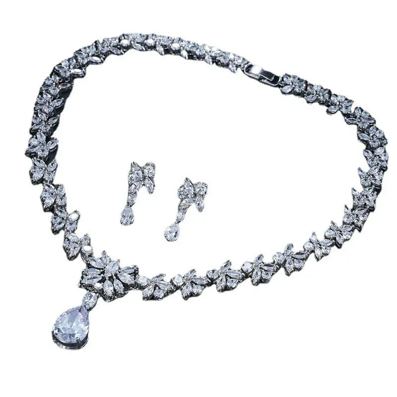 exquisite-zircon-diamond-necklace-earring-set - Viexta