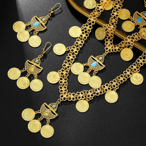 18k Gold Tassel Necklace Earrings - Viexta