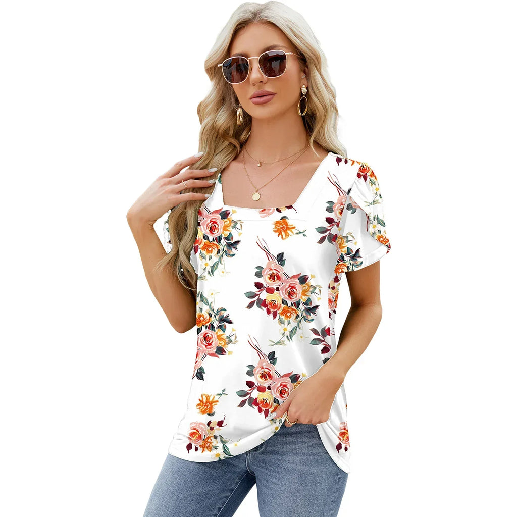 Bohemian Printed Short-sleeved T-shirt - Viexta