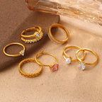 Cube Multi-Layer Diamond-Inlaid Zircon Ring