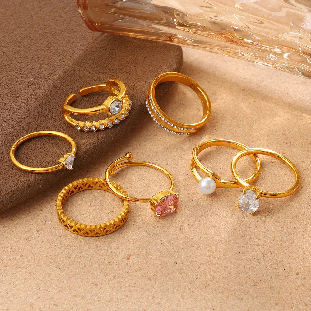 Cube Multi-Layer Diamond-Inlaid Zircon Ring