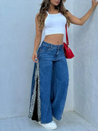Leopard Print Zip-up Jeans - Viexta