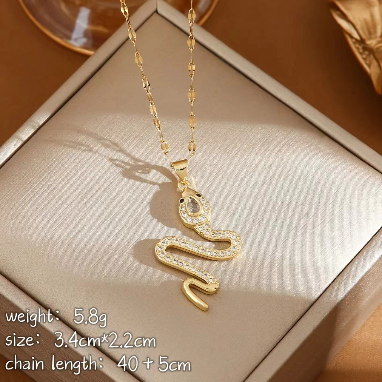 Snake Necklace With Rhinestone