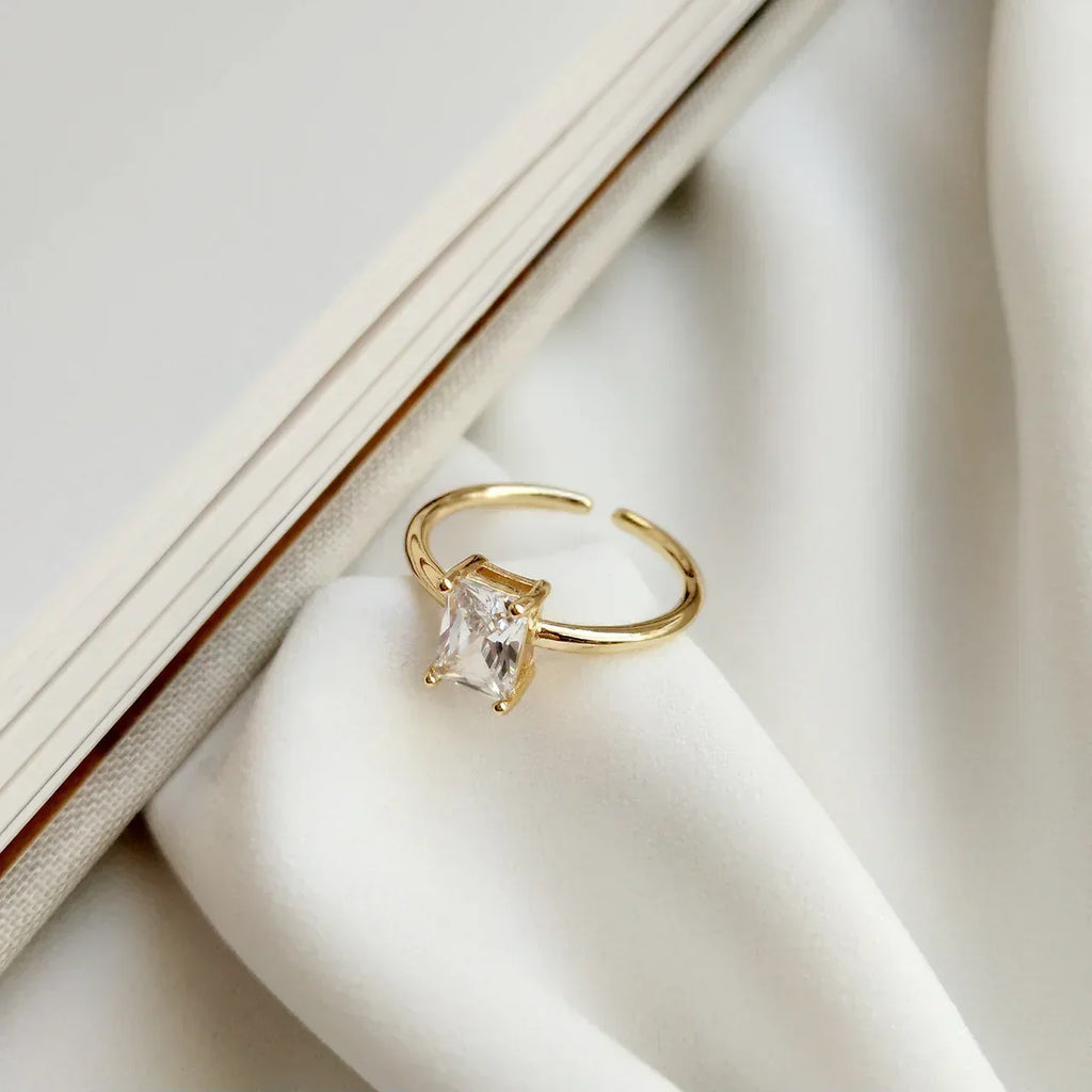Sterling Silver Square Diamond Ring - Viexta