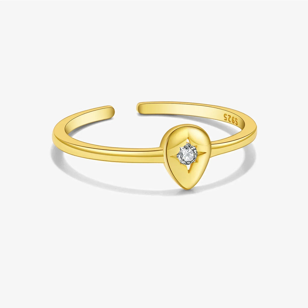 S925 Sterling Silver Eight Awn Star Micro Zircon Ring - Viexta