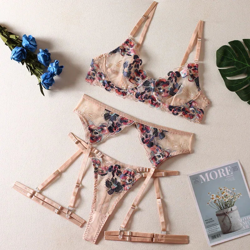 embroidery-see-through-adult-lady-like-woman-style-lingerie - Viexta