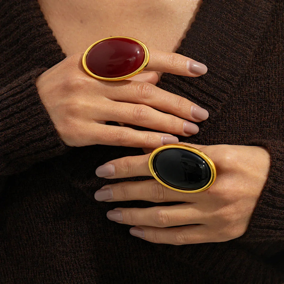 Metal Vintage Inlaid Gem Ring