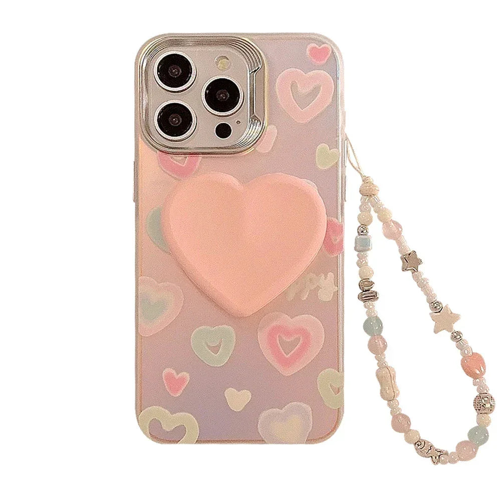 Laser Loving Heart Bracket Silicone iPhone Case - Viexta
